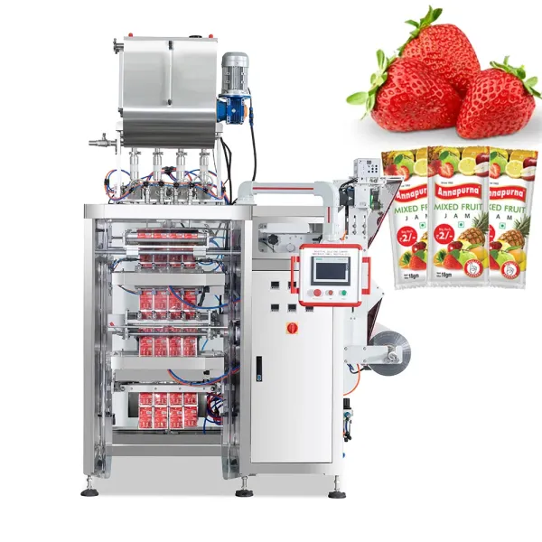 Automatic multilane 4 side seal peanut butter packaging machine