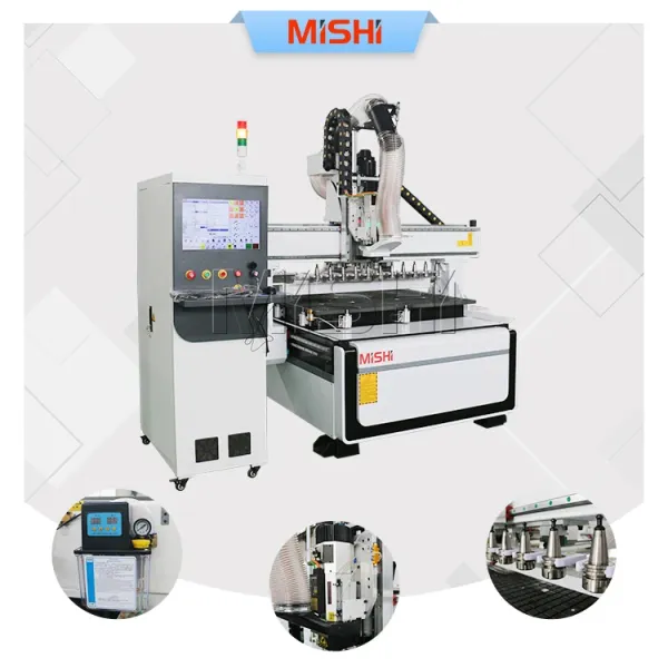 MISHI 1325 3D 4 Axis ATC Woodworking CNC Router Machine with Tool Changer for Furniture Cabinet CNC Router ATC 2130.