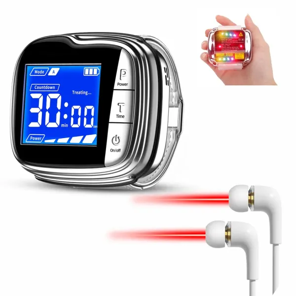 Non Invasive Diabetic Cure LLLT High Blood Pressure Red Green Yellow Light Physiotherapy Medical Treatment Wrist Watch Laser