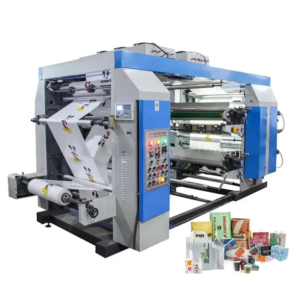 4-Color Plastic Bag Flexo Printing Machine: Paper Nylon Tote, Mylar, PP Non-Woven Bag, Sachet Water Bag Flexographic Printers.