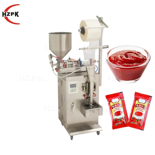 HZPK vertical automatic ketchup food plastic bag multi-function packaging machine for small business