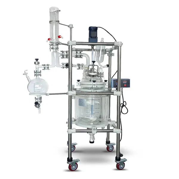 High quality GG-17 Glass Jacket Reactor with Heating Cooling Jacket Mixing and Stirring Equipment