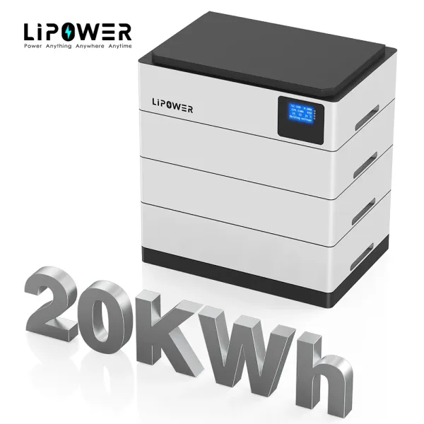 LiPower Off-Grid Solar Energy Storage Power System for Home: 48V, 51.2V, 400Ah, 20kWh Stacked LiFePO4 Battery