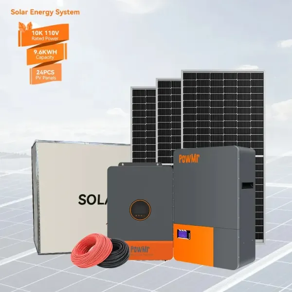 PowMr 9.6KWH 10K 110V  Hybrid Solar System with MPPT Inverter and Lifepo4 Lithium Battery Solar Energy System