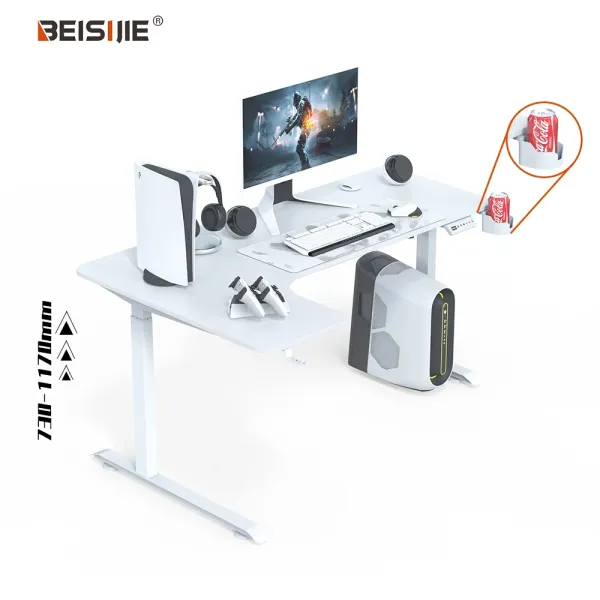 AL White L-Shaped Adjustable Gaming Desk: Elevate Your Gaming Experience
