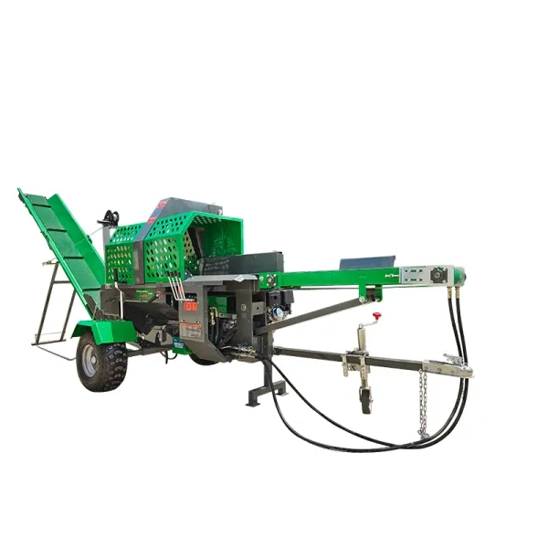 Automatic Firewood Processor with Hydraulic-Controlled Log Fixing Clamp.