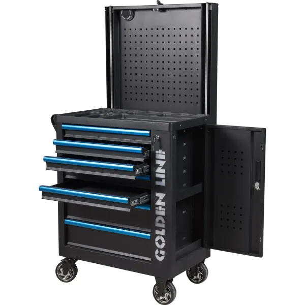 Steel 7 Drawers Tool Cabinet, Workshop Tool Trolley, And Box With Hand Tools Sets