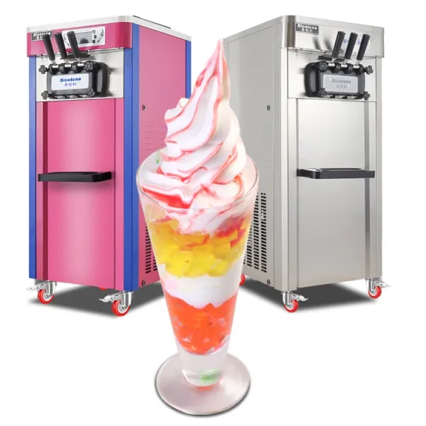 Vertical shape white ice cream machine