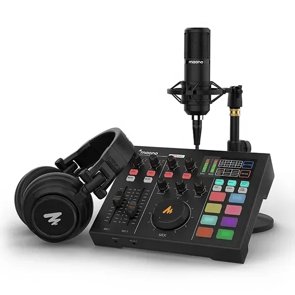All-In-One Kit With Condenser Microphone DJ Monitor Headphone for Live Streaming
