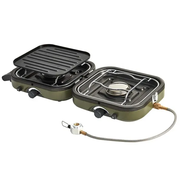 Camping Stove Portable Two Burner Cookware Outdoor Picnic bbq Grill Foldable Gas Stove High Power Cooking