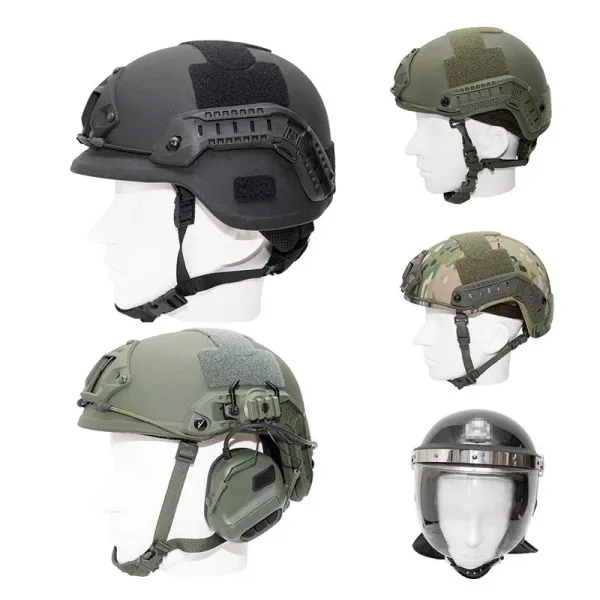 Tactical Combat Helmet Protective Camouflage in Black Khaki Essential Self Defense