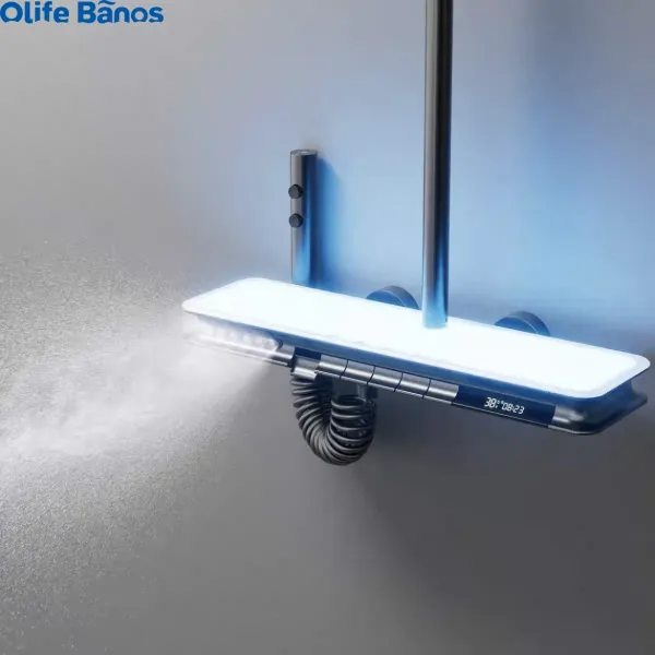 Gun Gray Piano Thermostatic Shower Faucet Intelligent Full Screen Massage Digital Display 6-way Multi-function Shower Set System