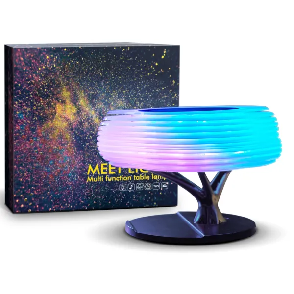 2023 RGB LED Color Change Desk Lamp Music System Portable Speaker Fast Wireless Charger with LED lamp