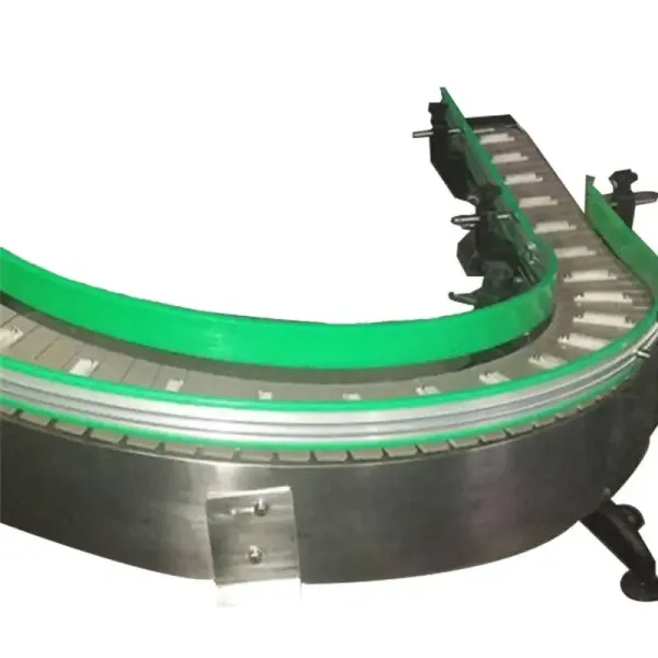 Steel Flat Plastic Table Top Conveyor Chain Slat Conveyors System For Food Packaging Line