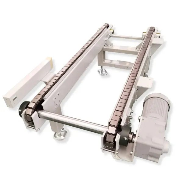 Stainless steel Plate-link chain conveyor use for logistics tray conveyor line