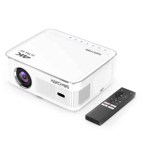 Newest  HAKO MINI Projector Home Use 500ANS lumens 2.4G+5G Dual WiFi Support 4K Video Android 10.0 2GB 16GB Projector