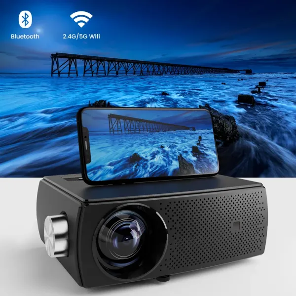 4K Supported Wifi Bluetooth 250 ANSI Android 9.0 AOSP  1920x1080 P 180 Inch Screen Small Mini Projector