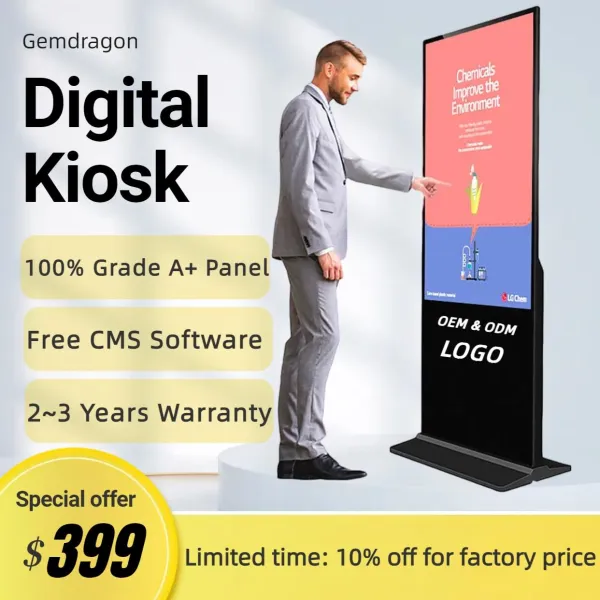 4K UHD 49 55 65 Inch LCD Floor Standing Digital Signage Display Touch Screen Kiosk Wifi Totem Advertising digitaladvertisement