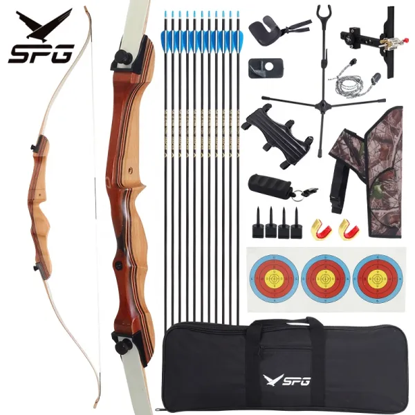 SPG Recurve Bow Archery Hunting Competition XSbow F1 Handmade Takedown Wooden Maple Riser Laminated Limbs 68'' Tag Equipment
