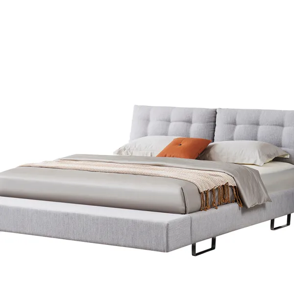 Modern Fabric Double Soft Headboard Adult Room Upholstered Bed