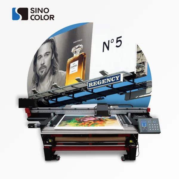 Factory direct sale 1.6m led uv hybrid printer HUV1600 For Rigid And Soft Material Printing