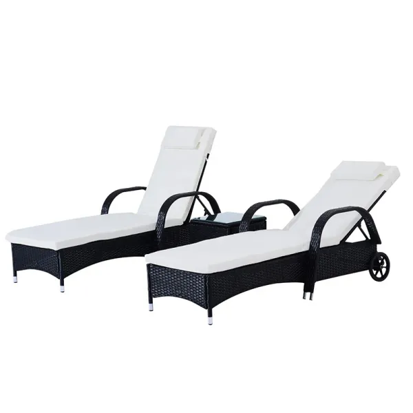 Patio chaise lounge chair modern design sun lounger with wheels hot selling daybed for garden and pool