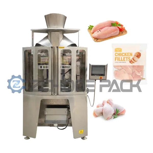 Automatic pouch frozen chicken meat packaging machine