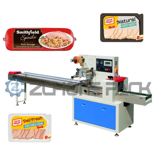 Horizontal Pillow Flow Biscuit Ice Cream Chocolate Gummy Candy Wrapping Packaging Machine