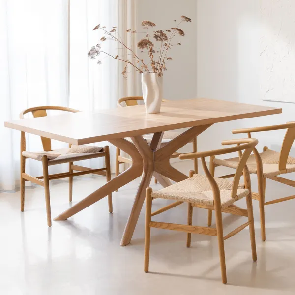 Factory Direct Restaurant tables and chairs for restaurant Round Dining Table Family Wood Dining Table 6 chairs (Copy)