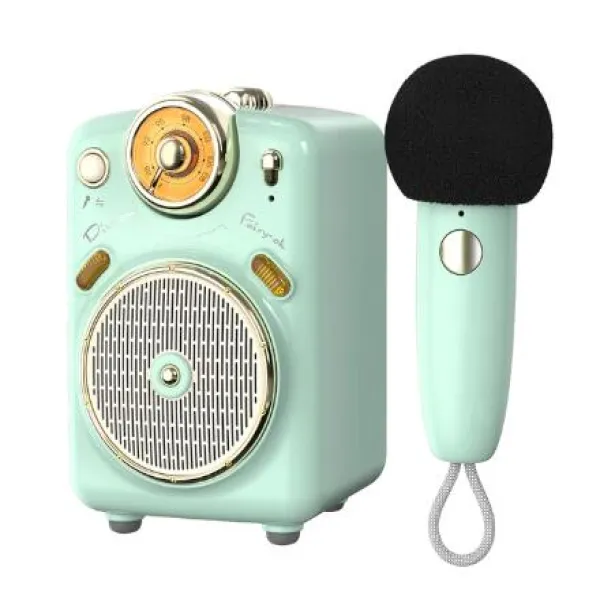 Fairy-OK Multi Mint Green Smart Function Blue-tooth Speaker Subwoofer Mini Portable Wireless Speaker with Microphone Karaoke