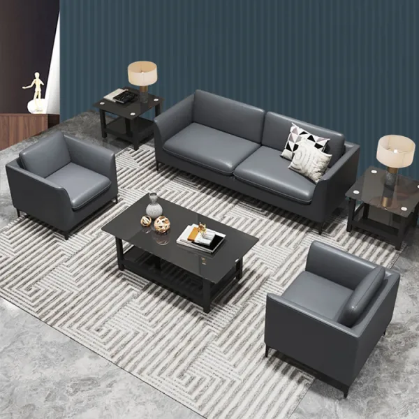modern double seat leather modular combination waiting area office sofa