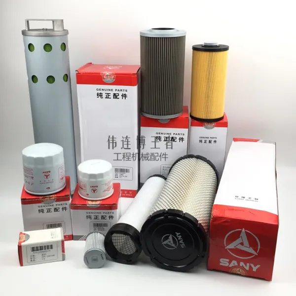 Excavator Accessories Sany SY55 SY55C SY60 SY65C SY75-8-9 Engine Oil Diesel Air Filter Element Excavator Hydraulic Oil Filter