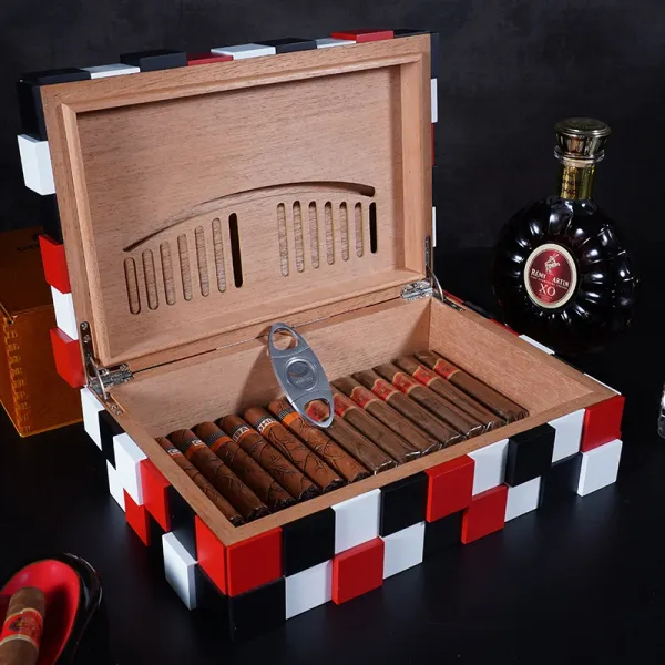 Fullrich top quality humidor cigar box colorful rubik's cube design cigar humidor box MDF wood crafts boxes