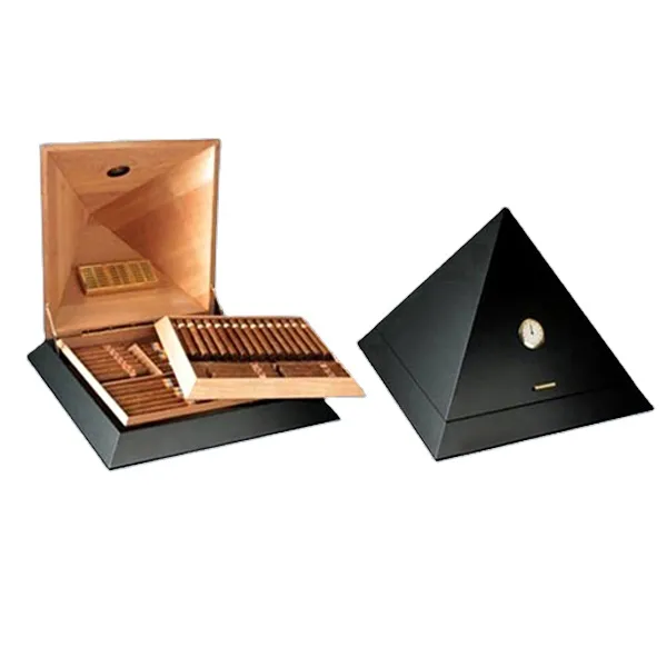 Wooden Pyramid Cigar Humidor Cabinet Shape Spanish Cedar Cigar Box