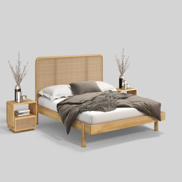 Wood Furniture Nordic Simple Hotel Wood Platform Bed Double King Size Bed Frame