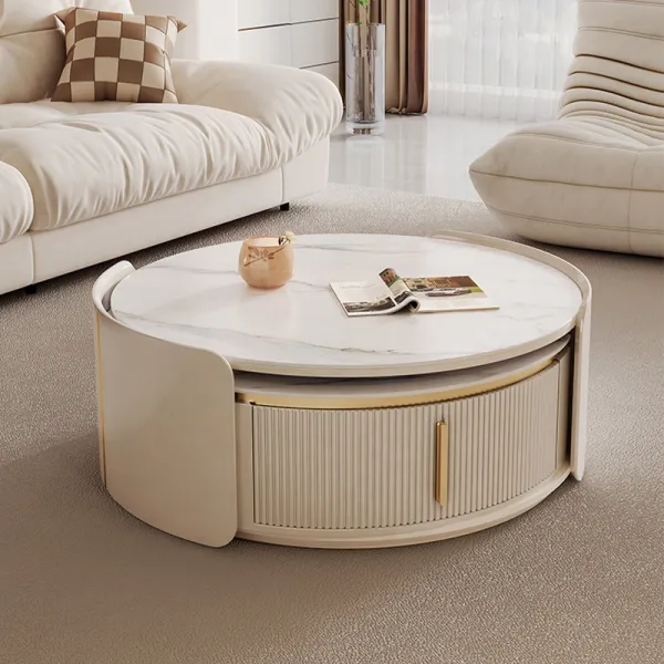 Combination Retractable Coffee Table And Marble Tea Table For Hotel Living Room Furniture