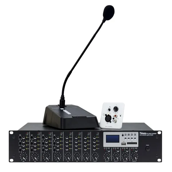 Thinuna PP-6284 II-4600P Public Address System 8 x 4 Audio Matrix Amplifier 4*600W Power Amplifier with USB-SD-BT FM playback