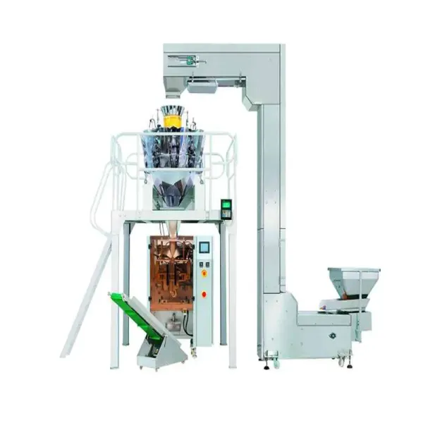 HLWP-1300 Hualian Industrial Full Automatic Bean Grain Nut Puffed Pet Food Potato Chip Bag Weighing Packing Packaging Machine