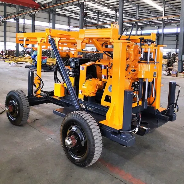 Hot Selling Professional 100m 200m Wheels Type Geological Exploration Water Well Borehole Drilling Rigs Machine