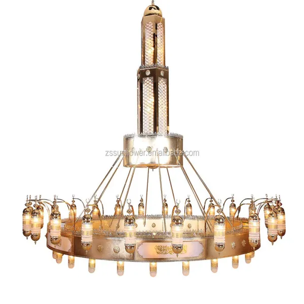 Mosque large light gold islamic project chandelier steel lamp lighting traditional muslim chandelier