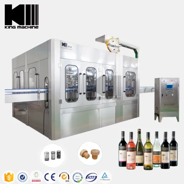3 in 1 glass bottle rinsing and filling machine for liquor wine alcohol