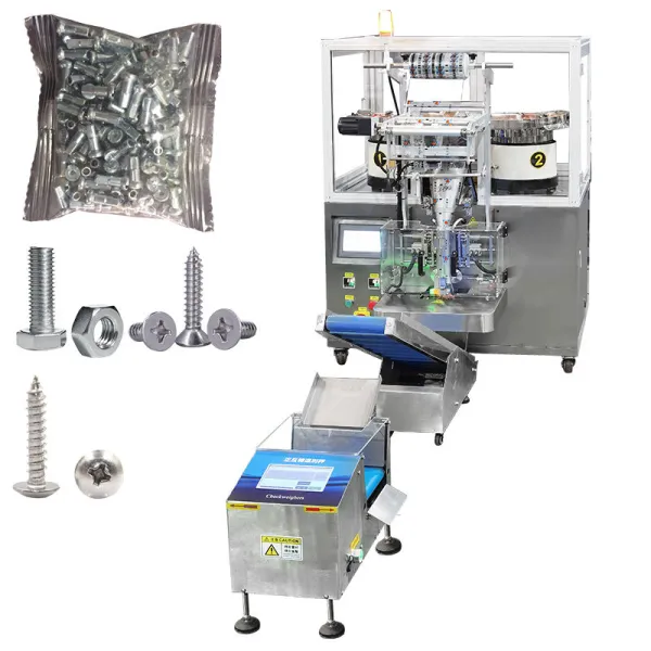 Metal Bolt Steel Coil Rotary Screw 3 Side Bag Counting Packing Machine