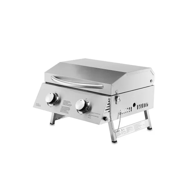Tabletop 2 Burners Gas BBQ Grill With Easily Cleaned Portable Stainless Steel