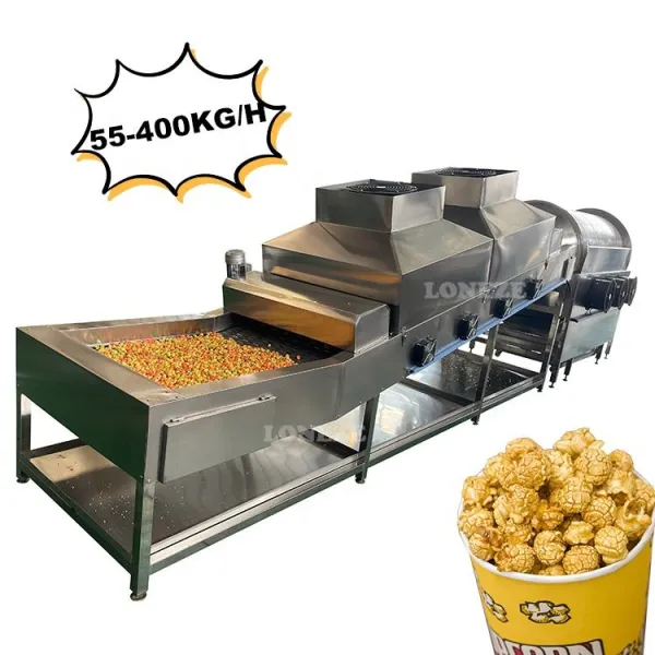 Industrial Full Automatic Caramel Sweet Popcorn Machines Commercial Snack Pop Kettle Corn Production Line  for Sale
