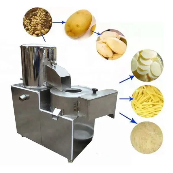 High Performance Potato Peeler And Slicer / Taro Peeler And Chipper / Potato Peeling And Slicing Machine