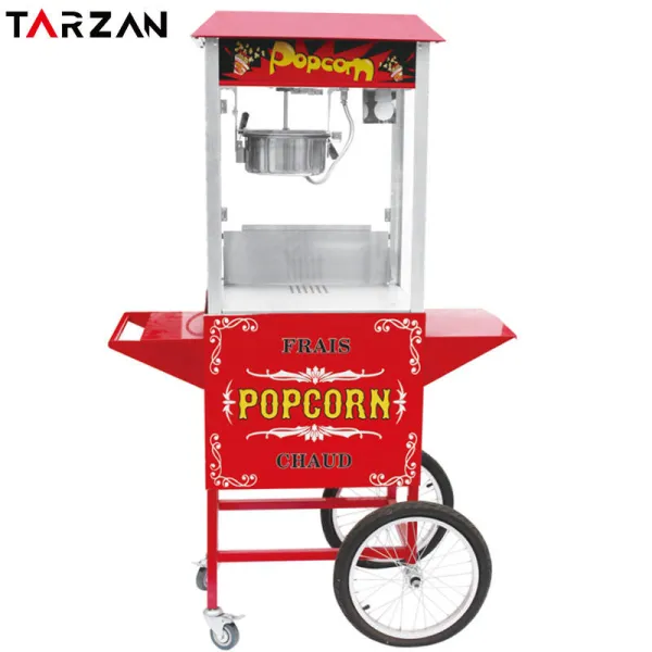 Factory CE Approved 8OZ Industrial Popcorn Maker Electric Commercial Popcorn Vending Machine with Cart