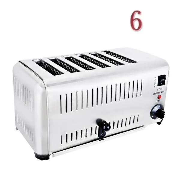 Restaurant Breakfast Kitchen Equipment Hotel Electric Toaster 6 Slices Stainless Steel Commercial Sandwich Bread Oven