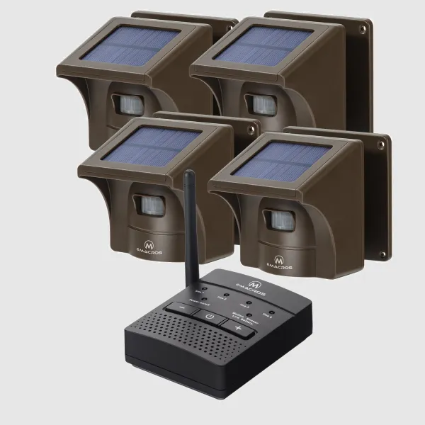 Smart Home Alarm System Solar PIR Sensors Alarm  1 Receiver &amp; 3 Sensors