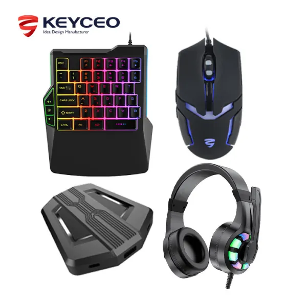 4 IN 1 Gaming Combo Special For Game Station Mouse And Keyboard Headset Mouse Pad Game Adapter Rainbow Backlit Or RGB oem