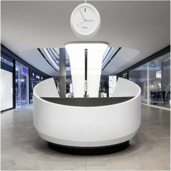 Two seats solid surface stone circular reception desk round